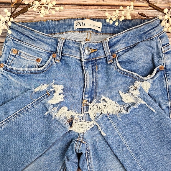 Zara Denim - NEW ZARA PREMIUM DENIM COLLECTION DISTRESSED MID-RISE SKINNY ANKLE JEANS
